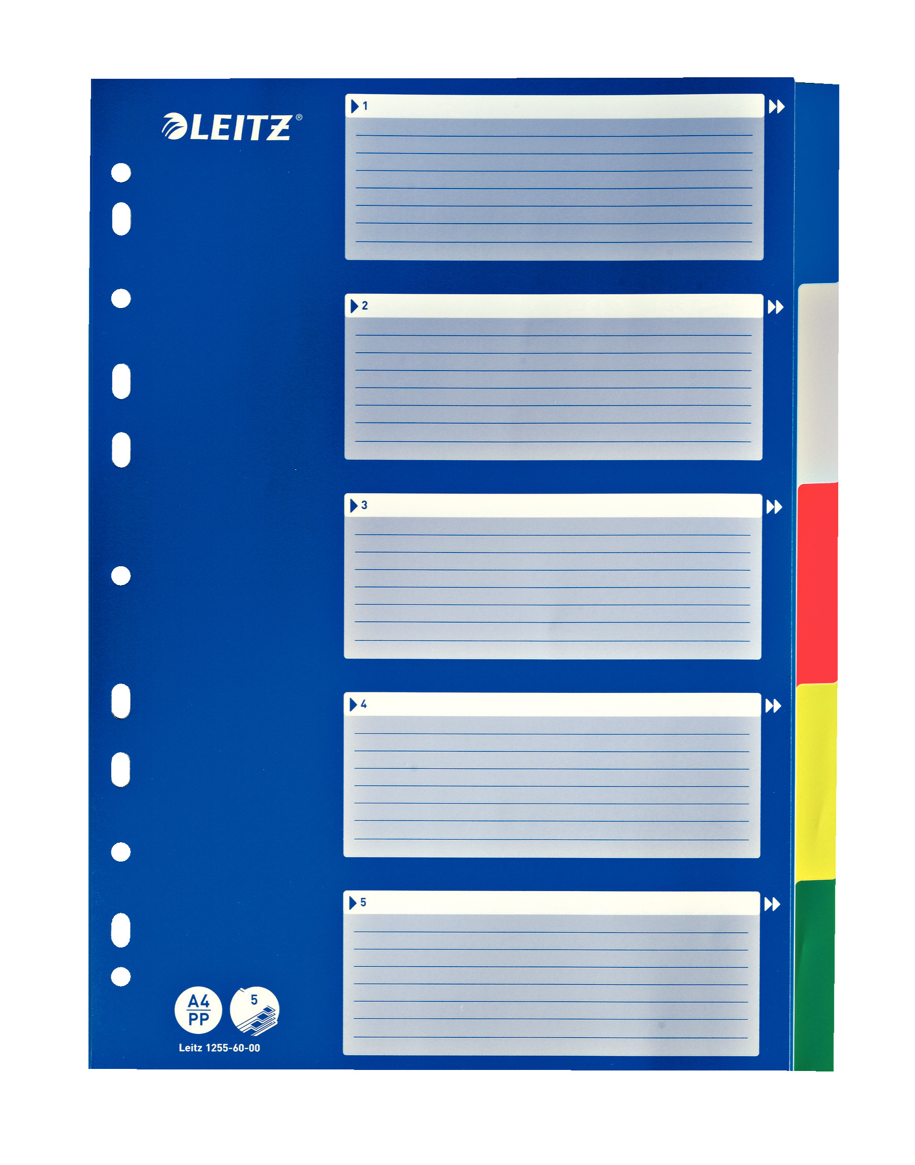 Leitz A4 Archiver Multicolor 5 Teilern, Kunststofflaschen Abdeckung Resistive Index, 12.556.000