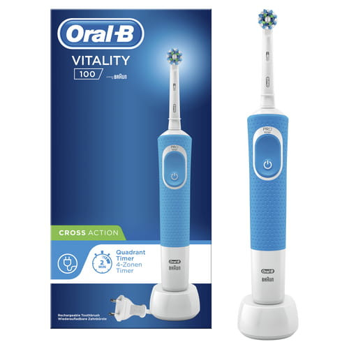 Oral-b Vitality 100 Oszillierende CrossAction-Zahnbürste Blau, Weiß Beschädigte Verpackung