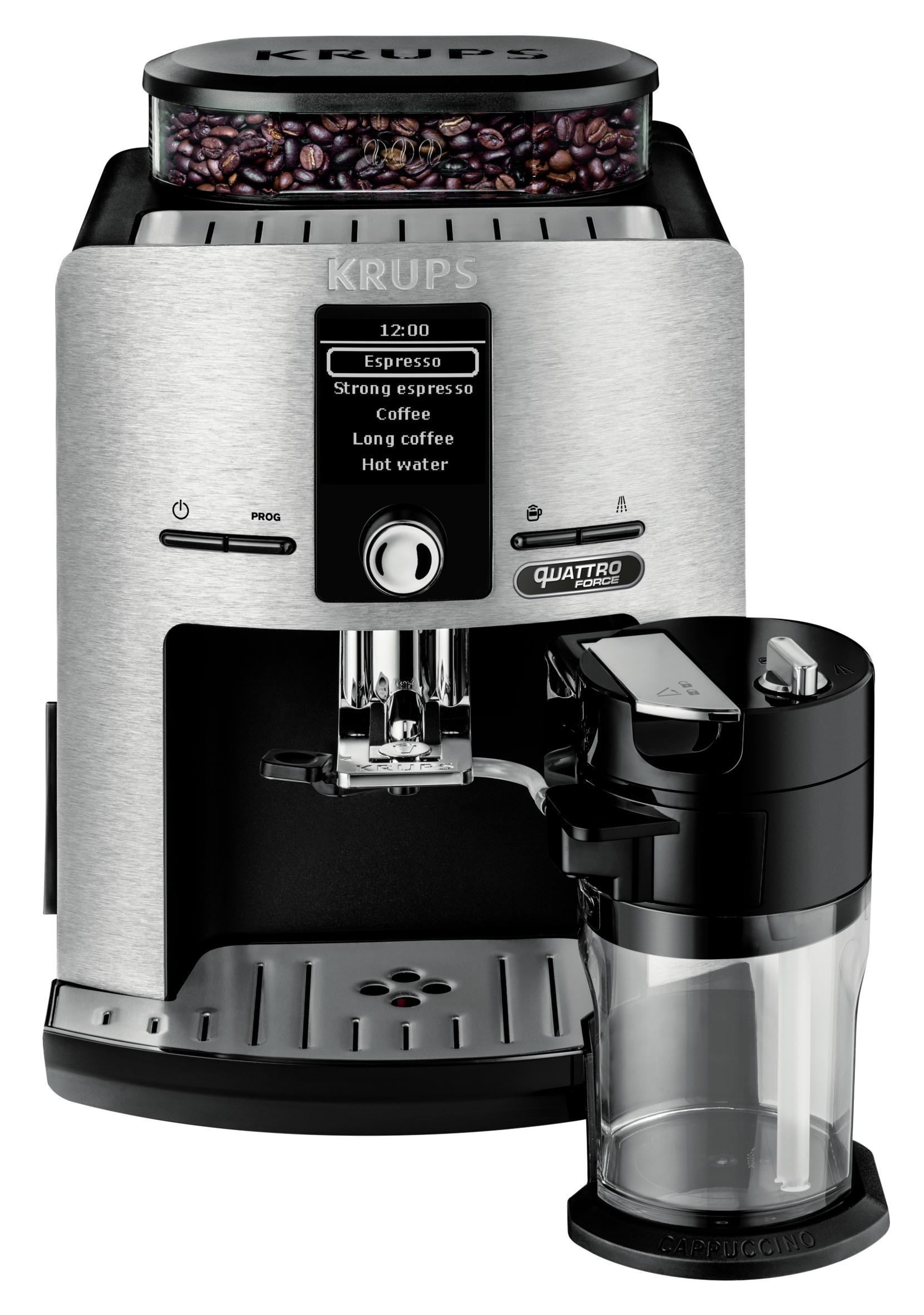 Krups EA82FD10 Automatische Espresso-Kaffeemaschine Quattro Force Aluminium Schwarz